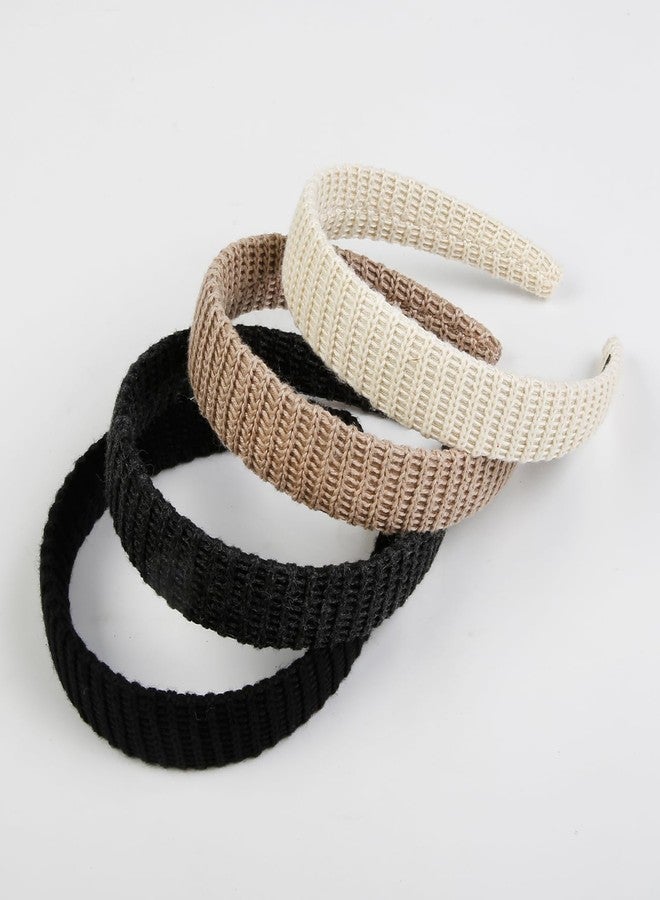 AIBFRID Headbands for Women Wide Knitted Hairbands Trendy Non Slip Headband for Women's Hair Fashion Neutral Head Band Hair Accessories 4 PCS - Image 3